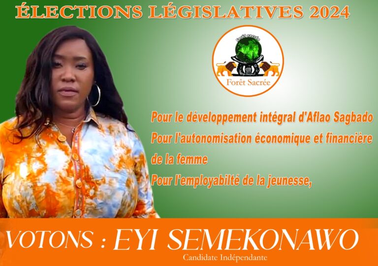 Togo/Législatives et régionales 2024/Canton d’Aflao Sagbado: La liste «Forêt Sacrée» conduite par la Princesse Eyi Semekonawo, annonce une grande caravane ce lundi
