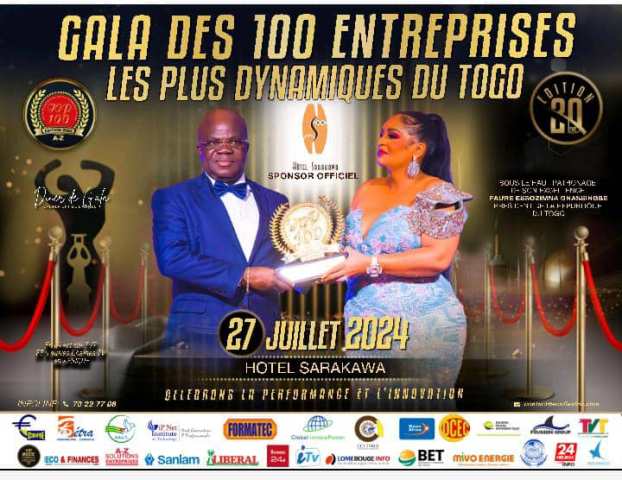 L’Hôtel Sarakawa, sponsor officiel de la 20 ème Édition du Gala des 100 entreprises les plus dynamiques, Édition Togo 2024