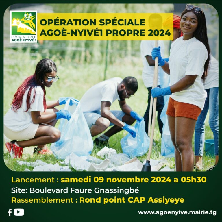 Togo/Lancement de l’opération spéciale «Agoè-Nyivé 1 Propre 2024»: Une initiative pour un cadre de vie sain
