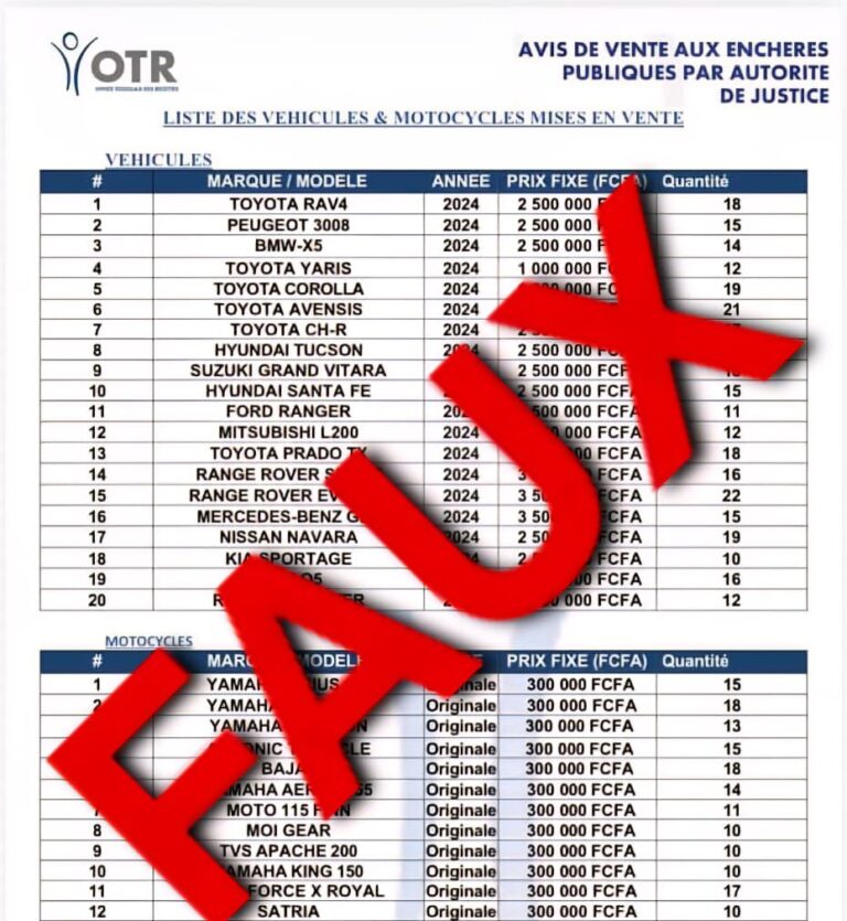 OTR alerte : une fausse vente aux enchères circule !