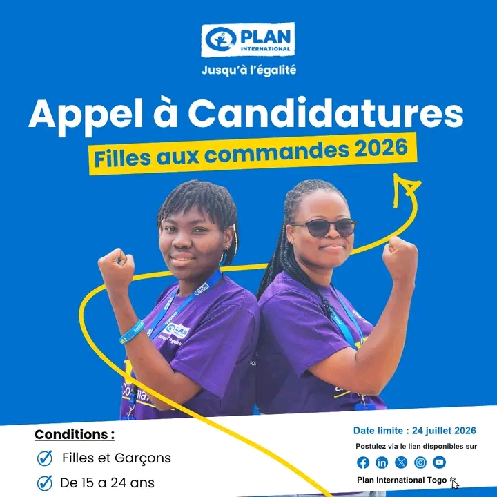 « Flles aux commandes 2026 » : Plan International Togo recrute les leaders de demain