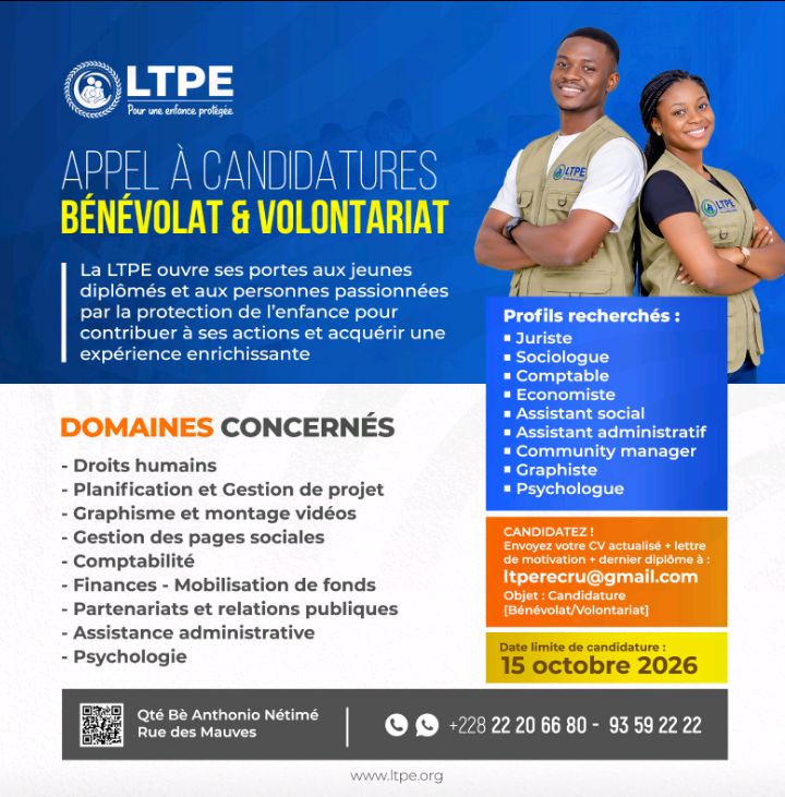 La LTPE ouvre ses portes aux jeunes diplômés pour des missions de bénévolat et de volontariat